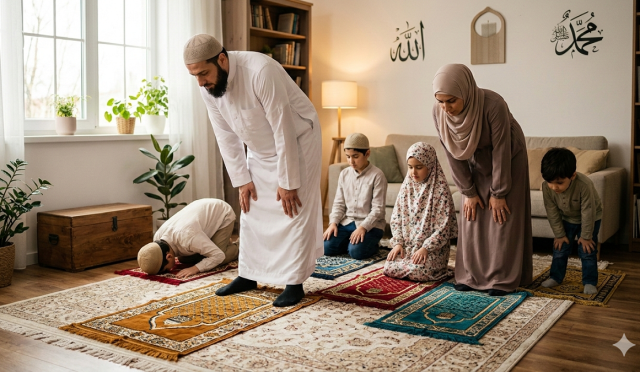 Kur’an-ı Kerim’de Kur’an-ı Kerim (Tâhâ Suresi, 132. ayet) geçen bu ilahi çağrı, ibadette hem rehberlik hem de istikrar sorumluluğunu vurgular. Kişinin önce kendi hayatında namazı sabır ve süreklilikle yaşaması, ardından ailesine örnek olarak bu bilinci aktarması gerektiğini ifade eder. Bu ayet; sabır, istikrar ve güzel örnek olmanın aile içindeki manevi etkisine dikkat çeker.