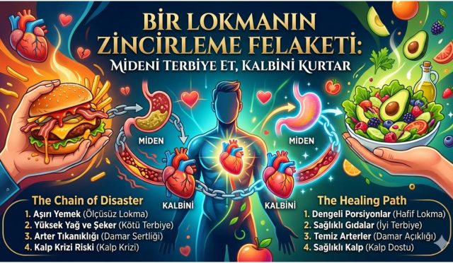 Bir lokma, insanlık tarihinin en büyük imtihanının başlangıcı olmuştu. Hz. Adem’in cennette unutarak yediği o meyve, nefsi kontrol etmenin önemini hatırlatır. Günümüzde de mide şehvetine esir düşen, kalbini ve ruhunu kaybeder. İmam Gazali, Sadi Şirazi ve Peygamber Efendimiz’in öğütleri, midemizi ve nefsimizi terbiye etmenin yollarını gösteriyor.