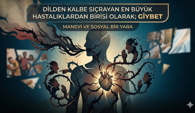 Gıybet, sadece sözle işlenen bir günah değil, kalbe de sirayet eden tehlikeli bir hastalıktır. Kur’an ve Hadisler, dilin bu büyük afetine karşı Müslümanı uyarır. İmam Gazali ve Sadi Şirazi gibi İslam büyükleri, gıybetten korunmanın yolunu dil ve kalbe hakimiyet olarak gösterir.