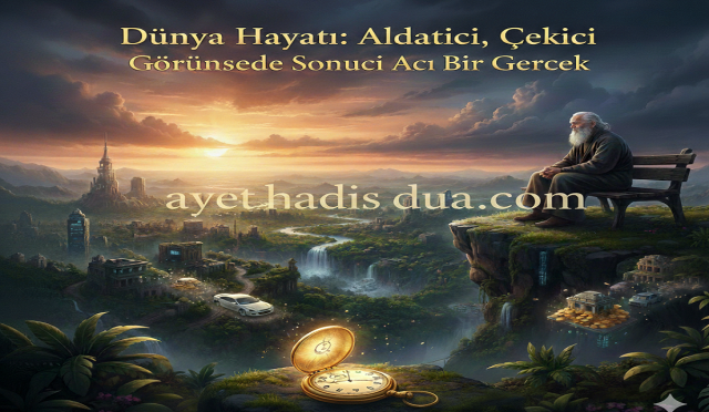 Dünya, insana süslü ve cazip görünse de hakikatte geçici, aldatıcı ve imtihan yurdudur. Kalbini ona bağlayan hüsrana, ahireti esas alan ise kurtuluşa yaklaşır.