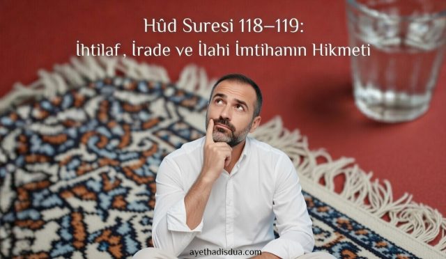 Hûd Suresi 118–119. ayetler, insanların farklı inanç ve yollar üzerinde bulunmasının ilahi iradenin bir tercihi olduğunu bildirir. İhtilaf bir kusur değil, hür iradeye dayalı imtihanın doğal sonucudur; rahmete erenler ise bu farklılık içinde hakikate teslim olanlardır.