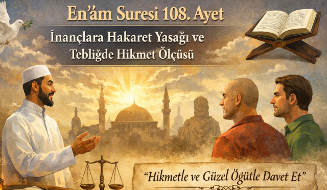 En‘âm Suresi 108. ayet, müminin tebliğ ahlâkını belirler; hakikati savunurken karşı tarafın kutsallarına hakaret edilmesini yasaklar ve hikmetli bir üslubu emreder.