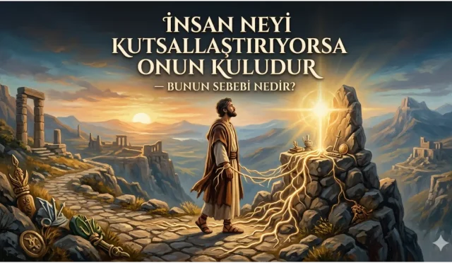 İnsan hayatının merkezine neyi koyuyor, uğruna neyi feda ediyorsa aslında ona kulluk eder. Kur'an-ı Kerim, kalbin bağlandığı şeyin insanı şekillendirdiğini bildirir; çünkü kutsallaştırılan her değer zamanla iradeyi yöneten bir otoriteye dönüşür.