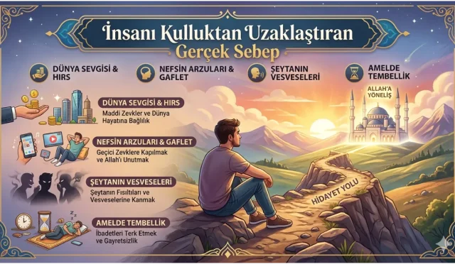 Kur'an-ı Kerim insanı hem dünya hayatının geçiciliğine hem de şeytanın aldatmasına karşı uyarır. Nankörlüğün, kibrin ve gafletin kaynağı nedir? Kul neden bile bile Rabbine kulluktan uzaklaşır? İlahi ayetler, bu soruya çarpıcı cevaplar verir.