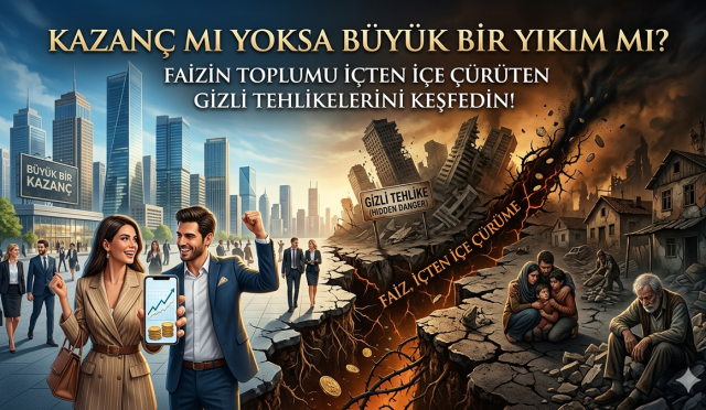 Kur’an-ı Kerim’in sert uyarılarından Peygamber Efendimiz’in (s.a.v) çarpıcı hadislerine kadar, faizin neden sadece bireysel bir hata değil, ruhu karartan toplumsal bir yara olarak kabul edildiğini tüm gerçekliğiyle öğrenin.