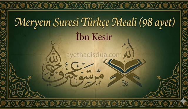 Meryem Suresi, Kur’an’ın 19. suresi olup 98 ayetten oluşur. Türkçe meali, Zekeriya’nın duasından Meryem’in İsa’yı mucizevi doğumuna kadar önemli olayları içerir. İbn Kesir tefsiri, ayetlerin arka planını, peygamberlerin örnekliğini ve ahiret uyarılarını detaylı olarak açıklar. Bu sure, iman, sabır, teslimiyet ve Allah’a güvenin önemini öğütler.