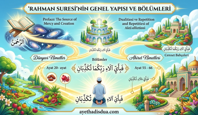 Kur’an’ın en etkileyici surelerinden biri olan Rahman Suresi, insanı yaratılıştan ahirete uzanan büyük hakikatler üzerinde düşünmeye davet eder. Sure; yaratılış, kıyamet, mükâfat ve ihsan sahiplerinin durumu gibi temel konuları güçlü bir anlatımla ele alır
