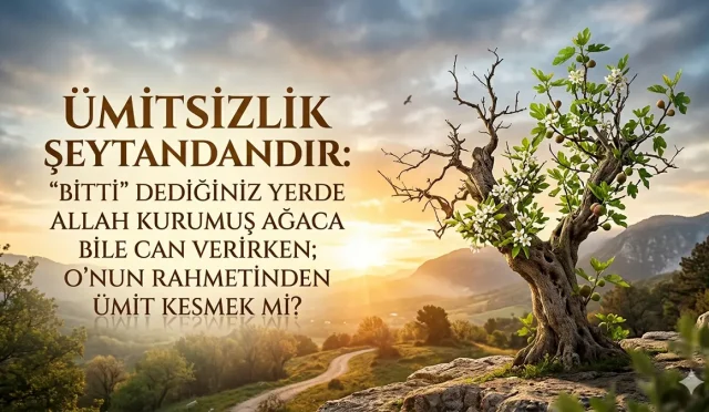 Gözle görülen bir ölümü (kurumuş ağacı) her bahar binlerce kez dirilten kudretin sahibi, sizin yorgun ruhunuzu mu ihya edemeyecek? Şeytanın en sinsi prangası olan "ümitsizlik", aslında Allah’ın sonsuz mağfiretine karşı çekilen bir setten ibarettir