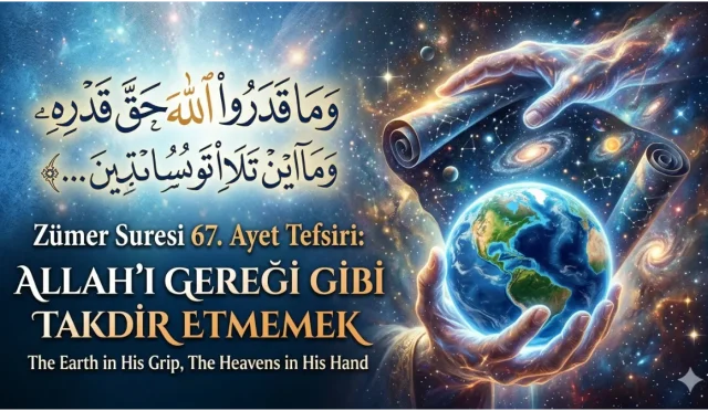 Kur'an-ı Kerim’de yer alan Zümer Suresi 67. ayet, insanın Allah’ı hakkıyla tanıyamamasını en temel problem olarak gösterir. Kıyamet günü arzın O’nun kabzasında, göklerin kudretiyle dürülmüş olması; ilâhî azametin insan idrakine yaklaştırılan çarpıcı bir tasviridir. Bu ayet, mümini tevazuya, tefekküre ve haşyet bilincine davet eder.
