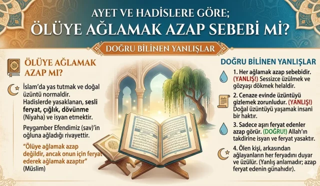 Hiçbir günahkâr başkasının yükünü yüklenmez ilkesi ile ölüye ağlamanın azaba sebep olacağı yönündeki rivayetler nasıl bağdaştırılmalı? Sevdiklerimizin ardından döktüğümüz gözyaşları onlara zarar verir mi? İslam alimlerinin yüreklere su serpen açıklamaları ve meselenin özü bu yazıda