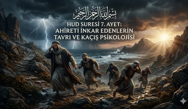 Hud Suresi’nin 7. ayeti, Allah’ın varlığını kabul etmesine rağmen ahiret gerçeğine sırt çevirenlerin çelişkili tutumunu gözler önüne serer. Ahiret inancı sadece bir "gelecek" haberi değil, aynı zamanda bir "sorumluluk ve hesap" demektir. Bu ağır yükü taşımak istemeyenlerin gerçeği küçümseyerek seçtikleri o sinsi kaçış yolunu ve ayetin sarsıcı uyarısı