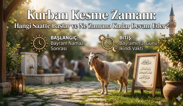 Kurban ibadetinin sahih olması için doğru zamanda kesilmesi şarttır. Bayramın birinci günü tan yerinin ağarmasıyla başlayan bu kutlu vakit ne zaman sona erer? İşte tüm detaylar.