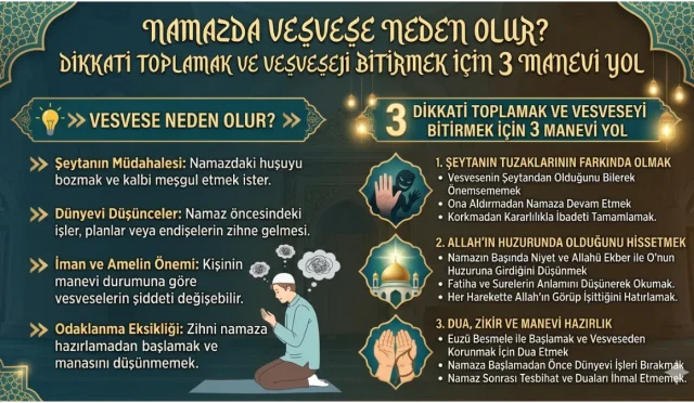 "Kaçıncı rekattayım?", "Selam verince ne yapacaktım?" gibi sorularla namaz huzurunuz kaçıyor mu? İbadetin ruhunu öldüren şekil takıntısı ve vesvese, aslında kalbin bir aldatmacası olabilir mi? Namazda dikkati toplamanın ve vesveseyi bitirmenin manevi yollarını keşfedin...