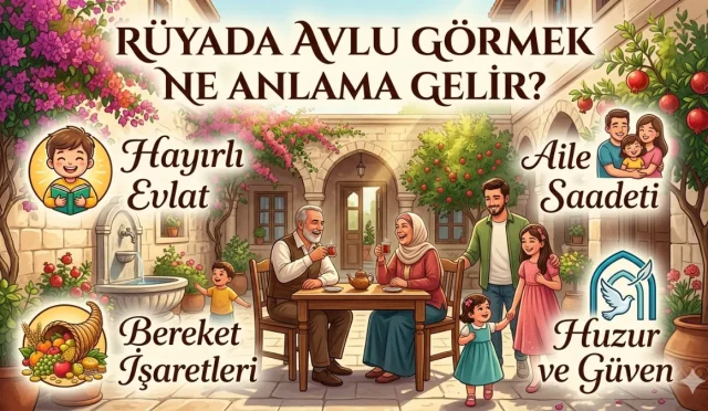 Rüyada avlu görmek; rüya sahibinin hanesine doğacak huzurun, hayırlı evlat müjdesinin ve aile bağlarının güçleneceğinin habercisidir. Gönül ferahlığını ve dış dünyanın karmaşasından sığınılan o güvenli limanı simgeleyen avlu; temizliği ve genişliği oranında hayatınıza bereket taşır. Avlunun durumuna göre değişen manevi mesajları ve rüyanızın ailenize yansıyan sırları
